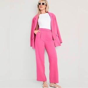 Pink Extra High-Waisted Pleated Taylor Wide-Leg Trouser Suit Pants -worn twice